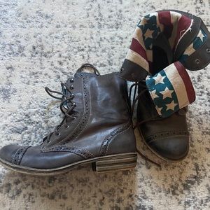 Brown combat boots